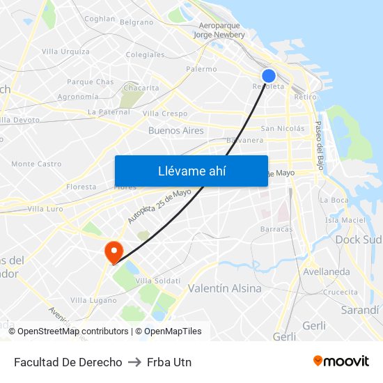 Facultad De Derecho to Frba Utn map
