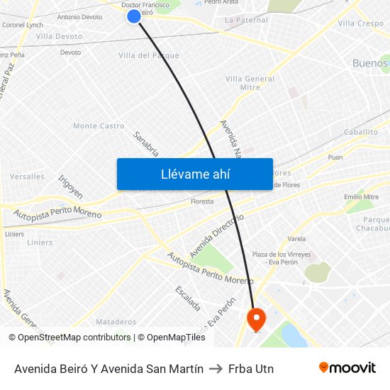 Avenida Beiró Y Avenida San Martín to Frba Utn map