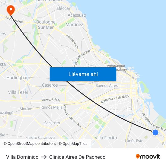 Villa Dominico to Clinica Aires De Pacheco map