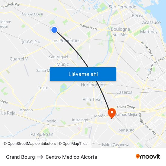Grand Bourg to Centro Medico Alcorta map