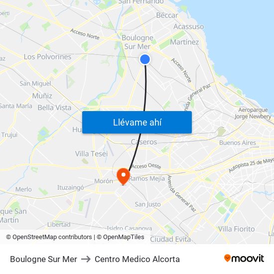 Boulogne Sur Mer to Centro Medico Alcorta map