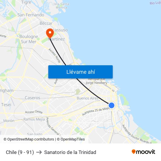 Chile (9 - 91) to Sanatorio de la Trinidad map