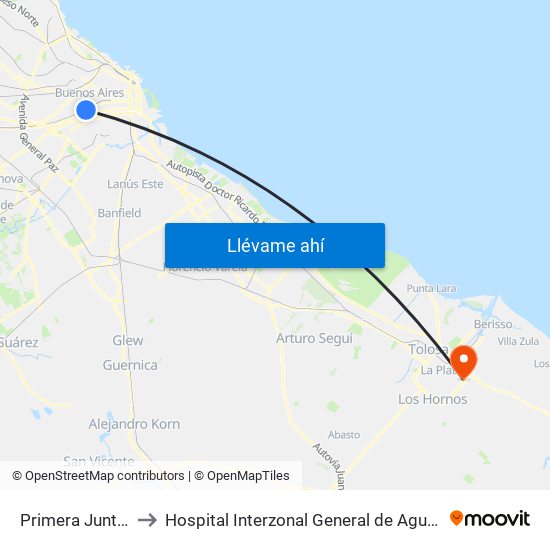 Primera Junta (136 - 163) to Hospital Interzonal General de Agudos "Gral. José de San Martín" map