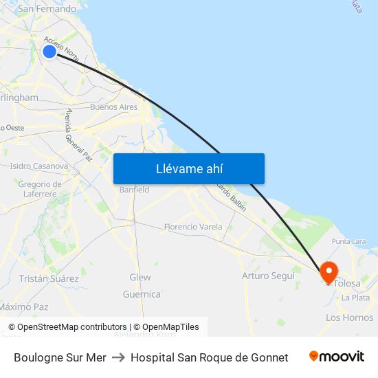 Boulogne Sur Mer to Hospital San Roque de Gonnet map