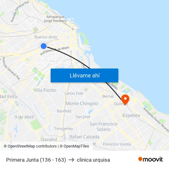 Primera Junta (136 - 163) to clinica urquisa map
