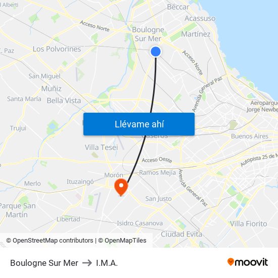 Boulogne Sur Mer to I.M.A. map