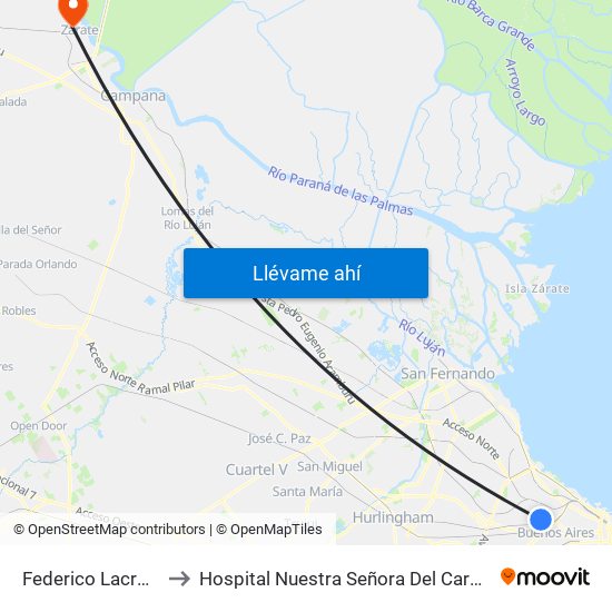 Federico Lacroze to Hospital Nuestra Señora Del Carmen map