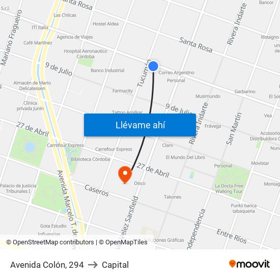 Avenida Colón, 294 to Capital map