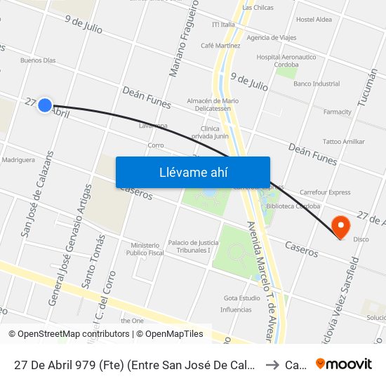 27 De Abril 979 (Fte) (Entre San José De Calazanz Y Mariano Moreno) to Capital map