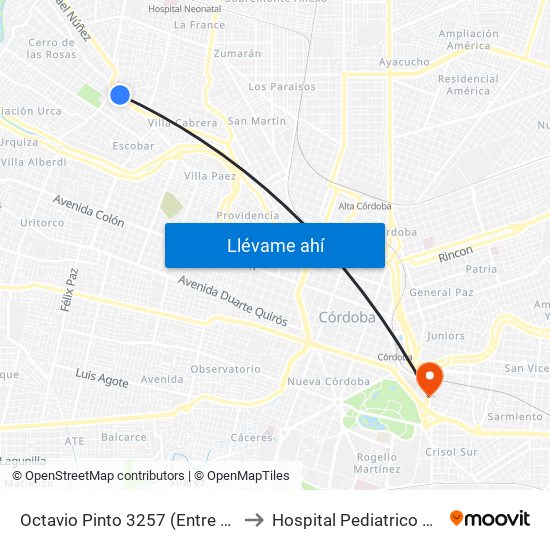 Octavio Pinto 3257 (Entre Correa Y Javier Lopez) to Hospital Pediatrico Santisima Trinidad map