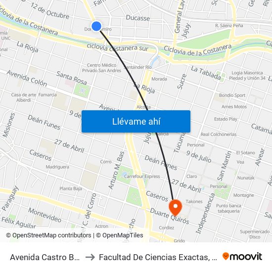 Avenida Castro Barros, 73-81 to Facultad De Ciencias Exactas, Fisicas Y Naturales map