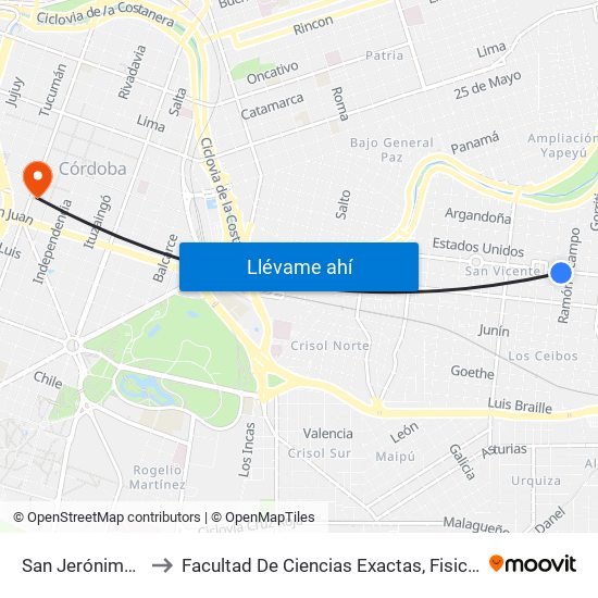 San Jerónimo, 2948 to Facultad De Ciencias Exactas, Fisicas Y Naturales map