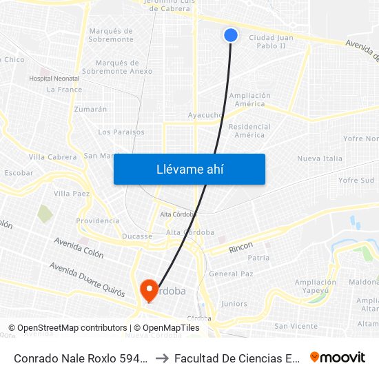 Conrado Nale Roxlo 594 (Esq. Joaquin Castellanos) to Facultad De Ciencias Exactas, Fisicas Y Naturales map