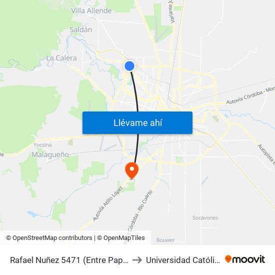 Rafael Nuñez 5471 (Entre Pappin Y Parmenio Ferrer) to Universidad Católica De Córdoba map
