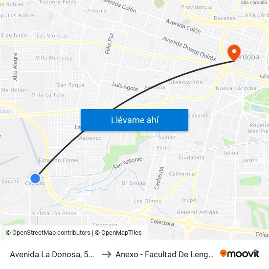 Avenida La Donosa, 5339 to Anexo - Facultad De Lenguas map
