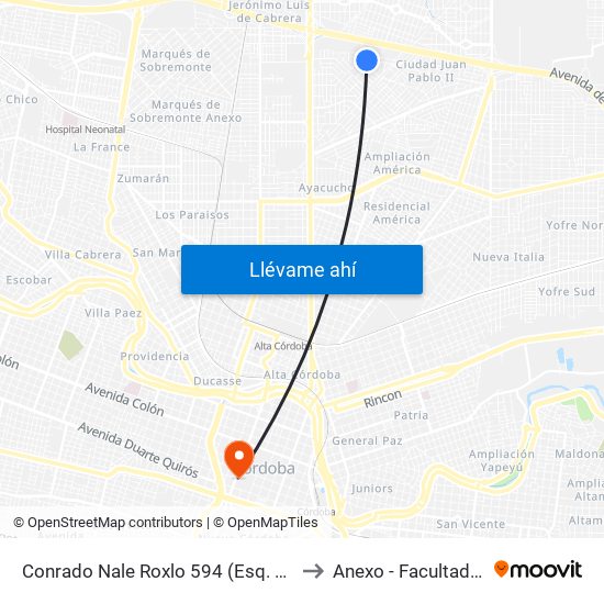 Conrado Nale Roxlo 594 (Esq. Joaquin Castellanos) to Anexo - Facultad De Lenguas map