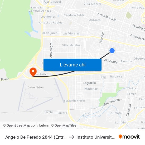 Angelo De Peredo 2844 (Entre Espora Y Leon Pinelo) to Instituto Universitario Aeronautico map