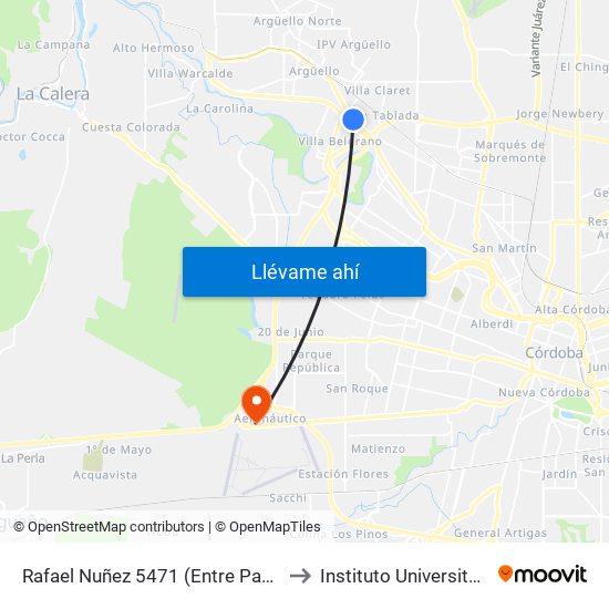 Rafael Nuñez 5471 (Entre Pappin Y Parmenio Ferrer) to Instituto Universitario Aeronautico map