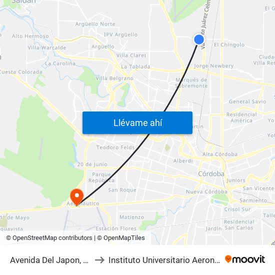 Avenida Del Japon, 1430 to Instituto Universitario Aeronautico map