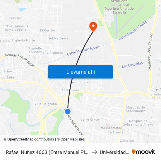 Rafael Nuñez 4663 (Entre Manuel Pizarro Y Manuel Lopez) to Universidad Siglo 21 map