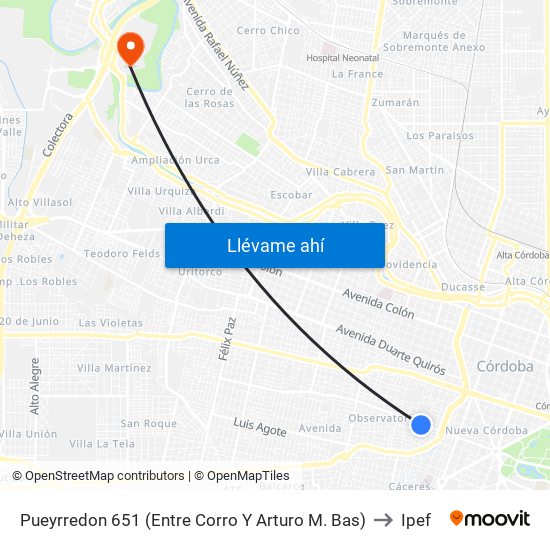 Pueyrredon 651 (Entre Corro Y Arturo M. Bas) to Ipef map