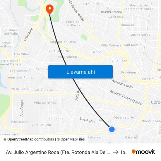 Av. Julio Argentino Roca (Fte. Rotonda Ala Delta) to Ipef map