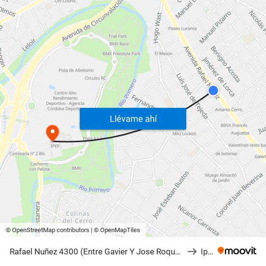 Rafael Nuñez 4300 (Entre Gavier Y Jose Roque Funes) to Ipef map
