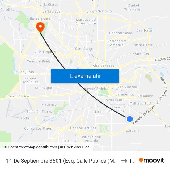 11 De Septiembre 3601  (Esq. Calle Publica (Motel Sobremonte)) to Ipef map