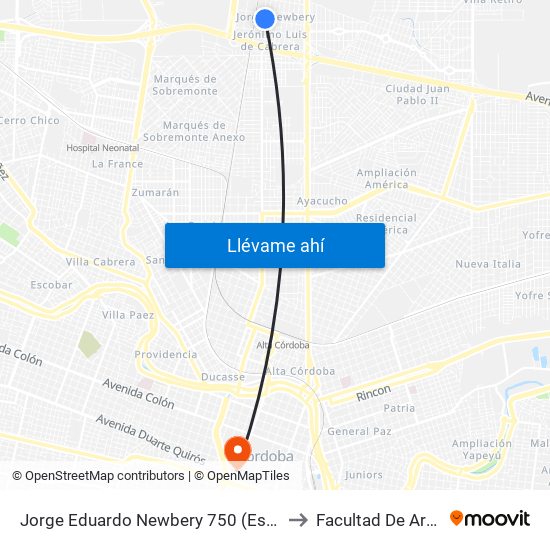 Jorge Eduardo Newbery 750 (Esq. Felipe Beltrame) to Facultad De Arquitectura map