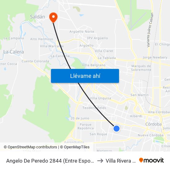 Angelo De Peredo 2844 (Entre Espora Y Leon Pinelo) to Villa Rivera Indarte map