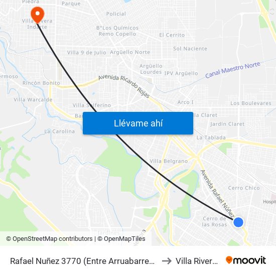 Rafael Nuñez 3770 (Entre Arruabarrena Y Perez De Herrera) to Villa Rivera Indarte map