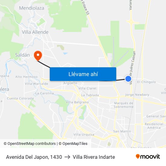 Avenida Del Japon, 1430 to Villa Rivera Indarte map