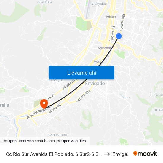 Cc Rio Sur Avenida El Poblado, 6 Sur2-6 Sur128 to Envigado map