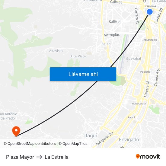 Plaza Mayor to La Estrella map