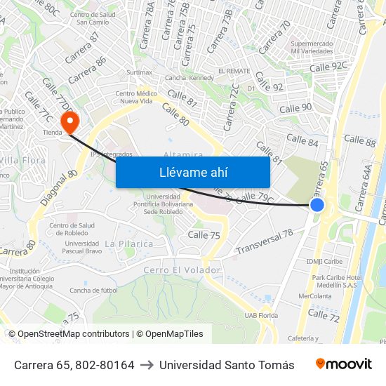 Carrera 65, 802-80164 to Universidad Santo Tomás map