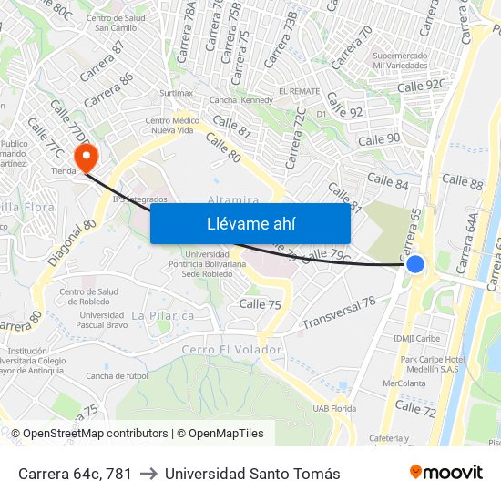 Carrera 64c, 781 to Universidad Santo Tomás map