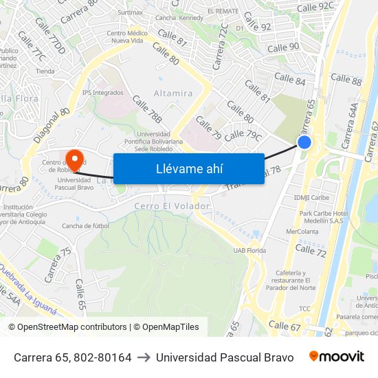 Carrera 65, 802-80164 to Universidad Pascual Bravo map