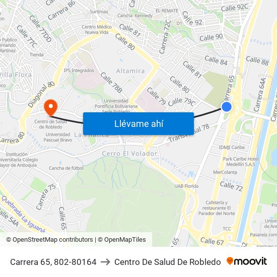 Carrera 65, 802-80164 to Centro De Salud De Robledo map