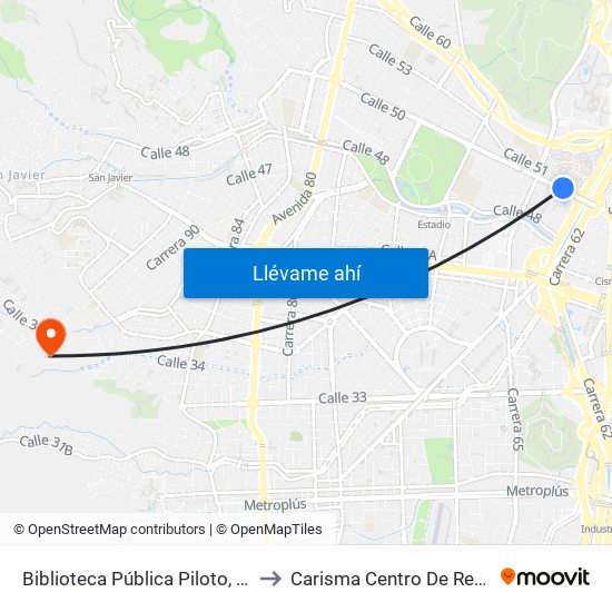 Biblioteca Pública Piloto, Av Colombia to Carisma Centro De Rehabilitación map