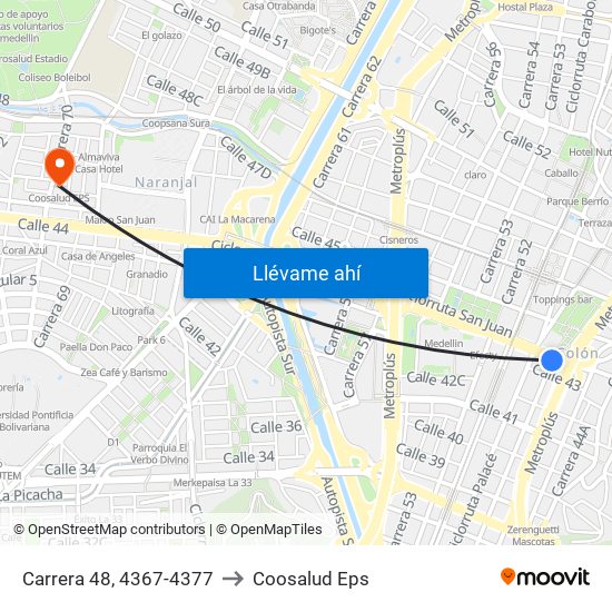 Carrera 48, 4367-4377 to Coosalud Eps map