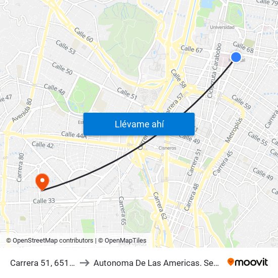 Carrera 51, 65144 to Autonoma De Las Americas. Sede B map