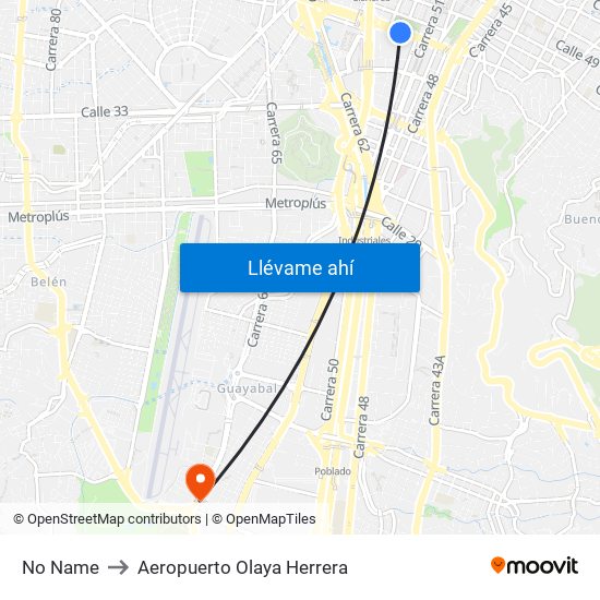 No Name to Aeropuerto Olaya Herrera map