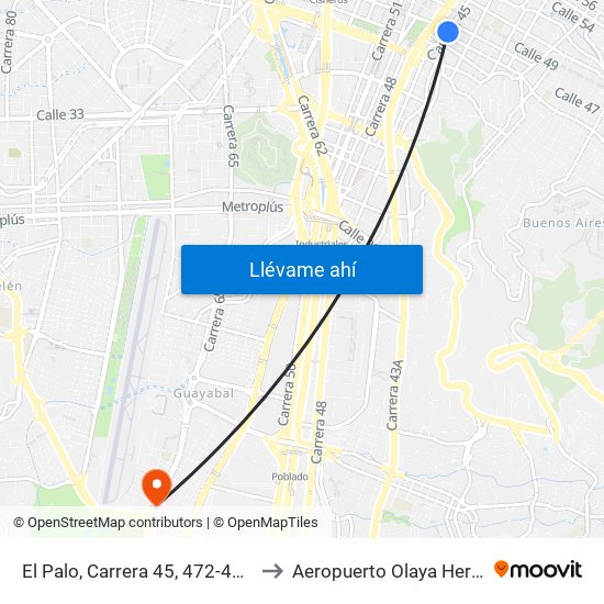 El Palo, Carrera 45, 472-47108 to Aeropuerto Olaya Herrera map