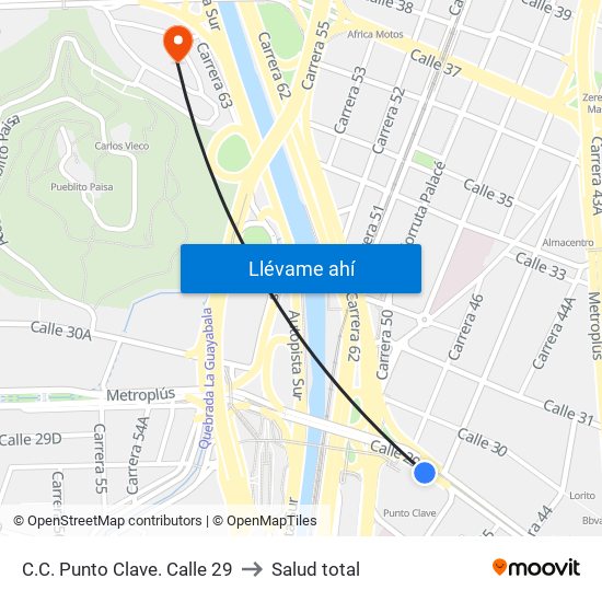 C.C. Punto Clave. Calle 29 to Salud total map