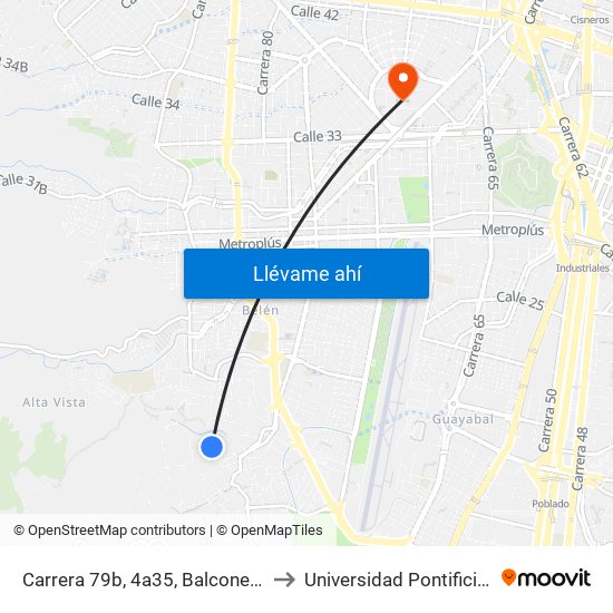 Carrera 79b, 4a35, Balcones De La Serranía to Universidad Pontificia Bolivariana map