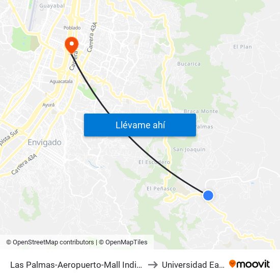Las Palmas-Aeropuerto-Mall Indiala to Universidad Eafit map