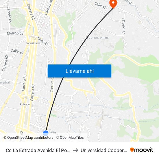 Cc La Estrada Avenida El Poblado, 1 Sur82-1 Sur326 to Universidad Cooperativa De Colombia map