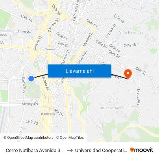 Cerro Nutibara Avenida 33, 63b73-63b141 to Universidad Cooperativa De Colombia map