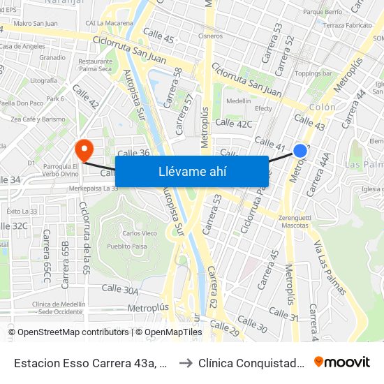 Estacion Esso Carrera 43a, 41-16 to Clínica Conquistadores map