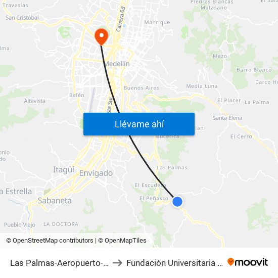 Las Palmas-Aeropuerto-Mall Indiala to Fundación Universitaria Luis Amigó map